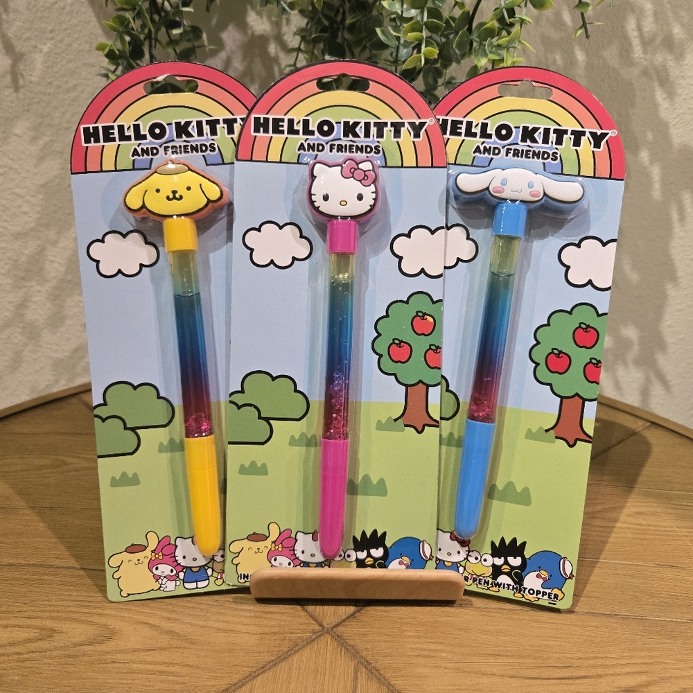 Glitter Wand Pen Set: Hello Kitty, Cinnamoroll, and Pompompurin